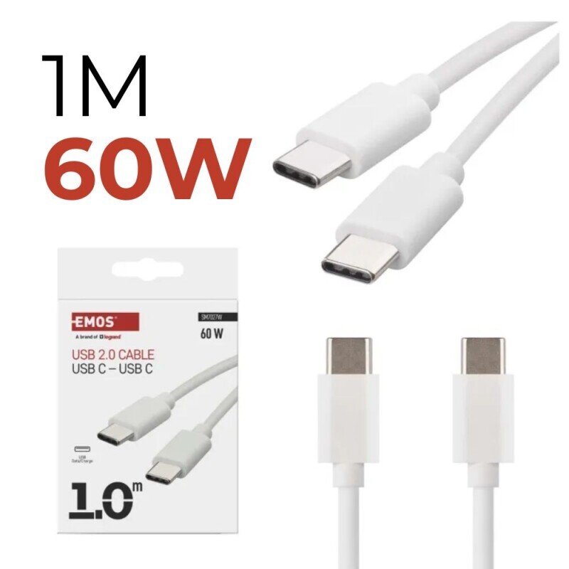 Usb 2.0 C/M-C/M 1M Bílá 60 W