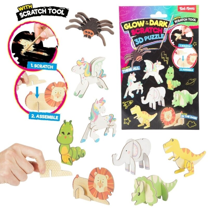 Toi-Toys Puzzle 3D škrabací svítící ve tmě (24/bal 48/krt)