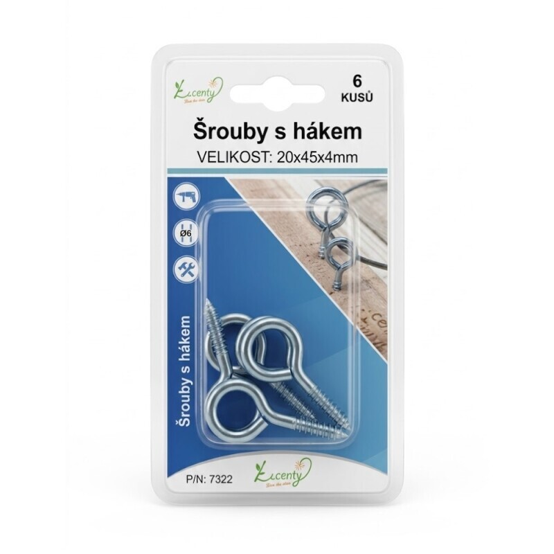 Šrouby s hákem 20*45*4mm/6ks (24/bal 288/krt)