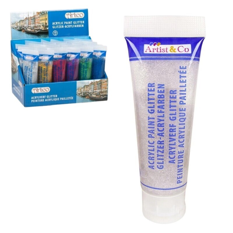 Akrylové barvy 75ml Glitter 6ass (48/krt)