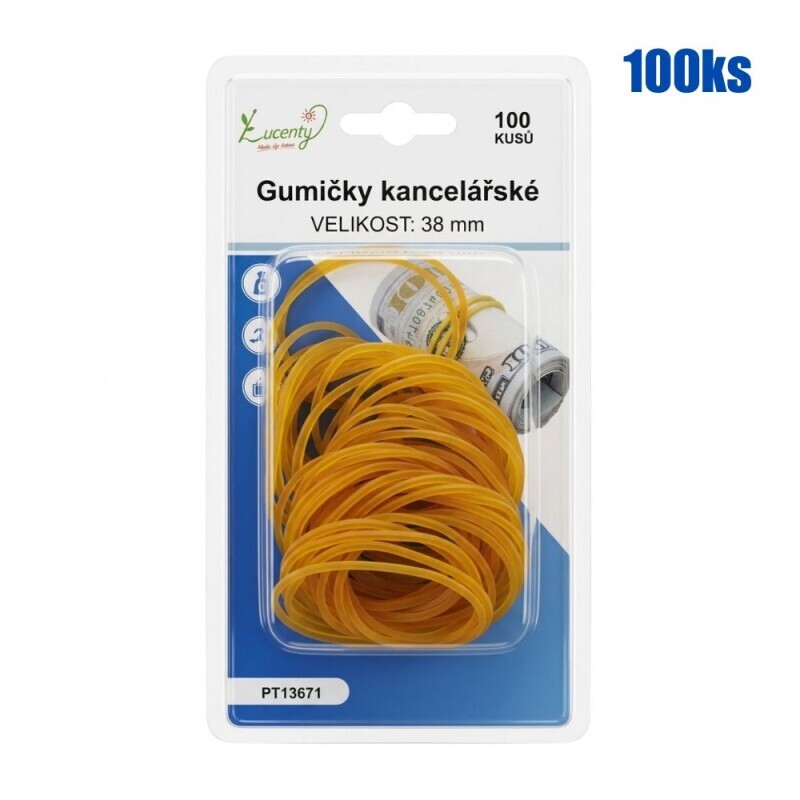 Gumičky kancelářské 3,8cm/100ks BL (24/bal 288/krt)