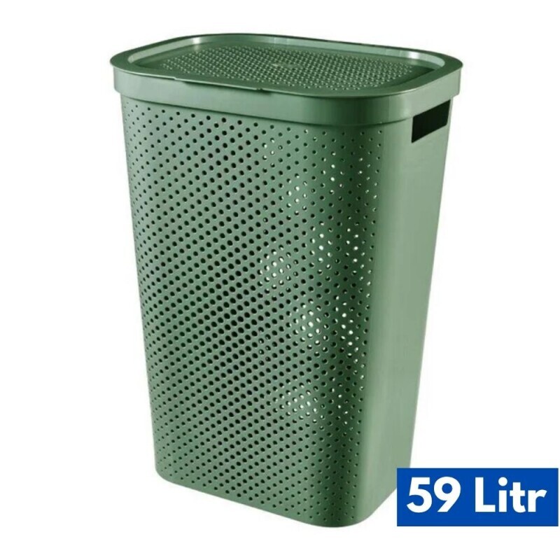 Curver Koš na prádlo Dots 60l tm. zelená (6/krt)