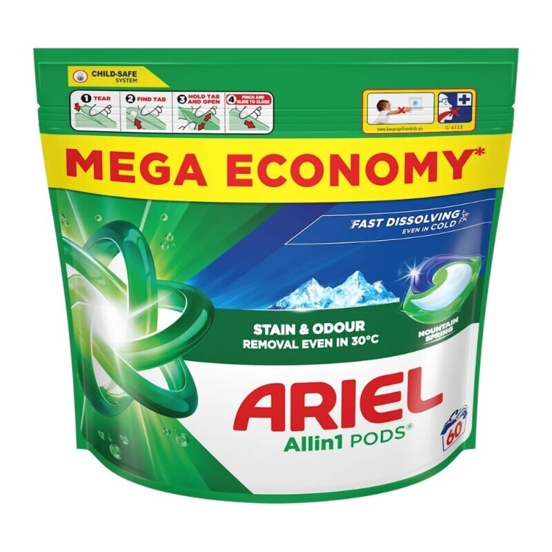 Ariel Gelové kapsle 60ks Mountain Spring Allin1 (3/krt)