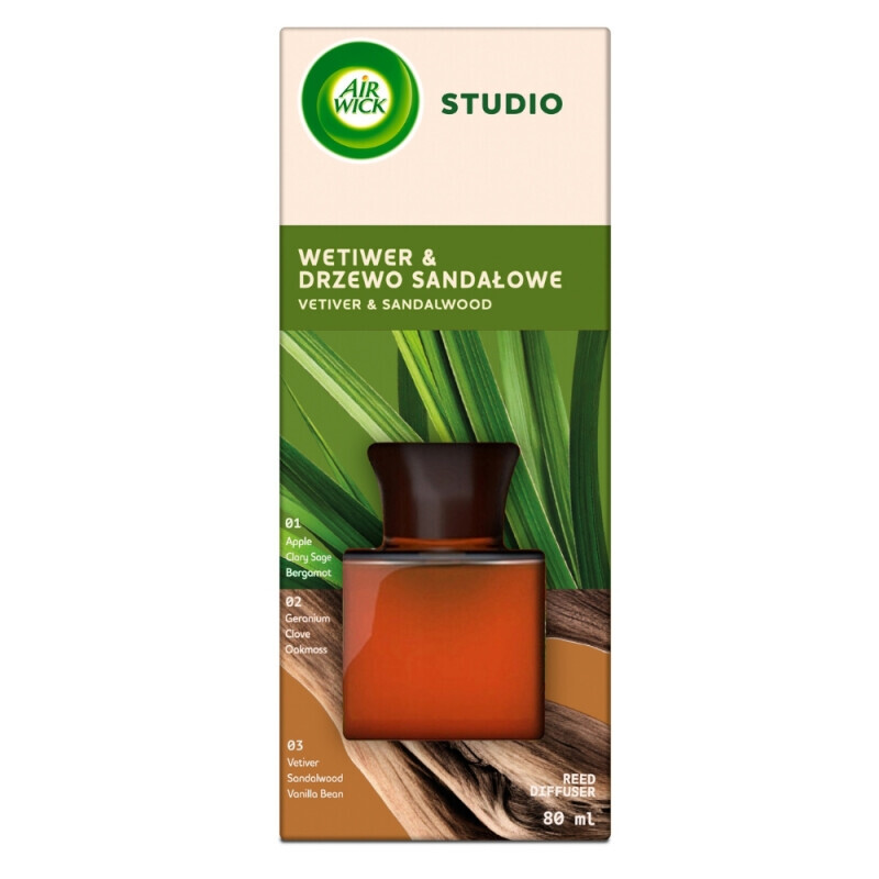 Airwick tyčinky 80ml  Vetiver a santalové dřevo (5/krt)