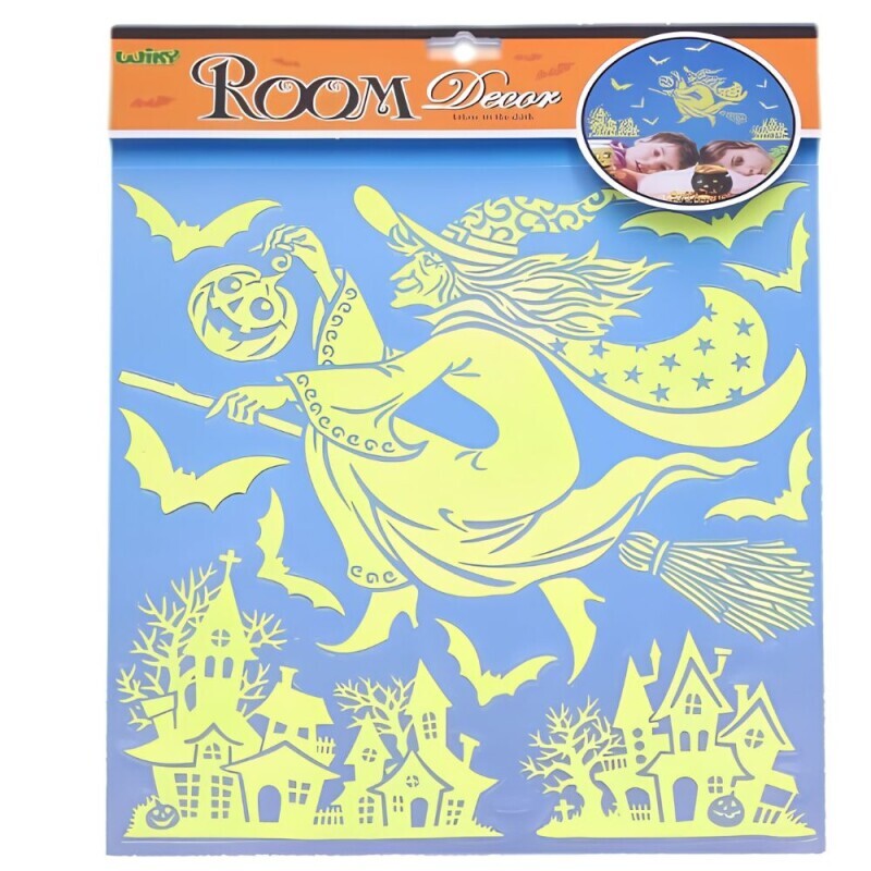 Wiky Nálepka svítící ve tmě 38*31cm Čarodějnice (24/bal 96/krt)