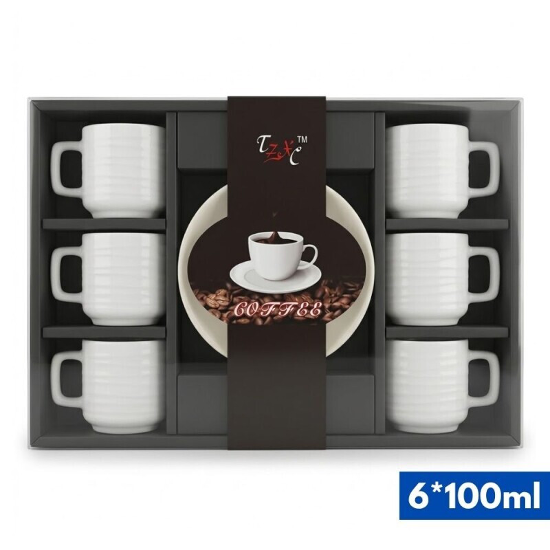 Set hrnek keramický s podšálkem 6*100ml (20/krt)