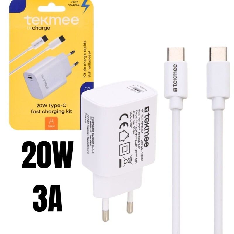 Tekmee Nabiječka 20W + Kabel Type C (12/krt)