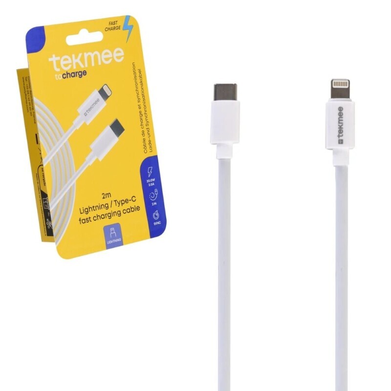 Tekmee Nabijecí kabel 2m Lightning/Type C (10/krt)