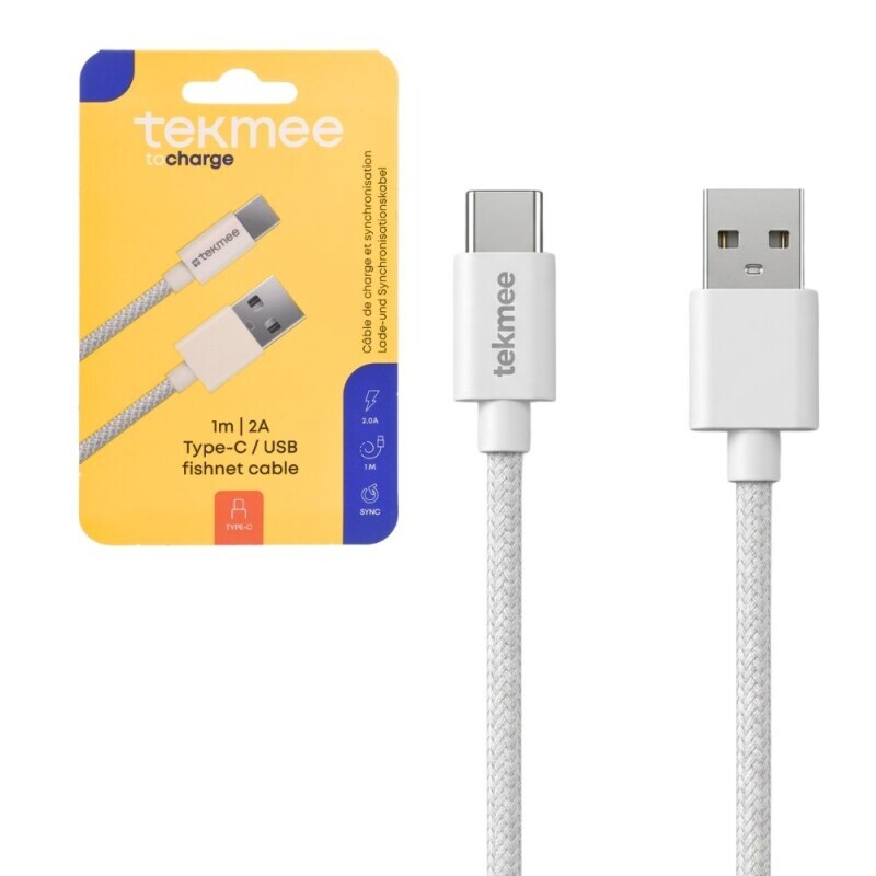 Tekmee Nabijecí kabel 1m USB/Type C Fishnet (10/krt)