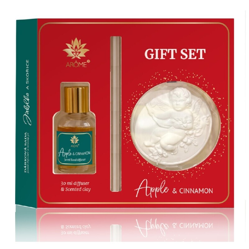 Arome Dár.sada 30ml difuzéru a vonného jílu, Apple and Cinnamon (24/krt)