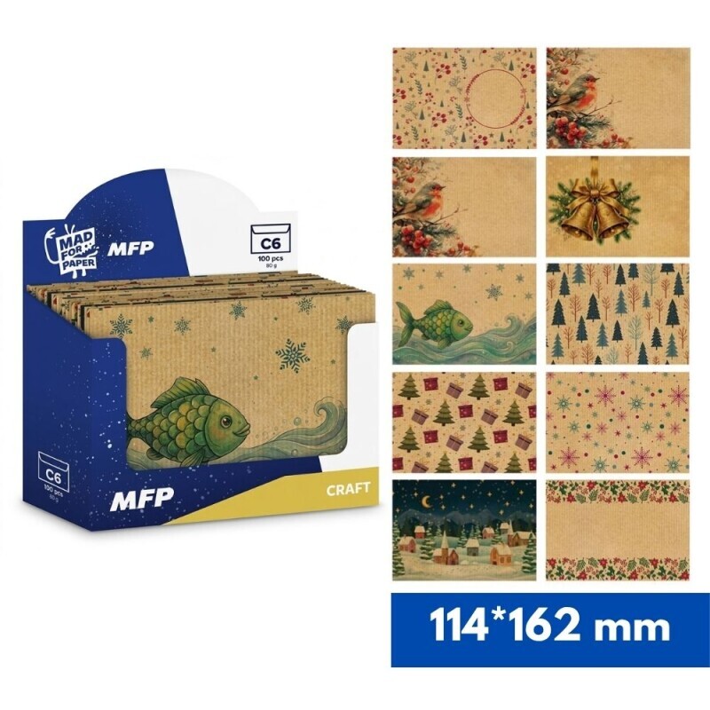 MFP Vánoční obálky C6 [11,4*16,2cm] KRAFT(100/bal)