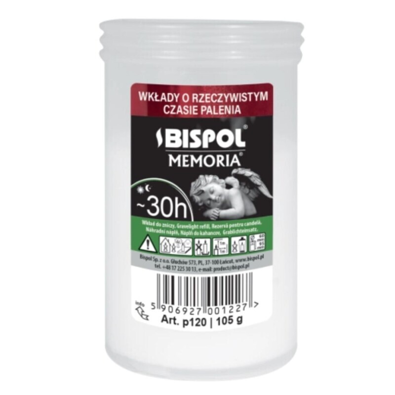 Bispol Svíčka hřbitovní olejová Memoria Paraffin 30h/115g (20/krt)