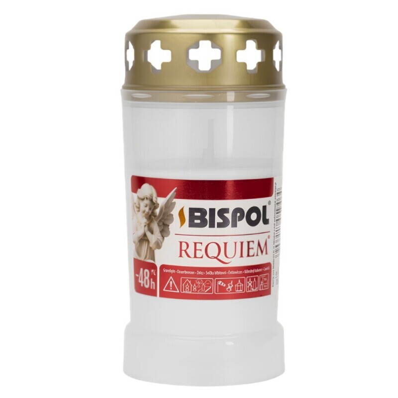 Bispol Svíčka hřbitovní olejová s víčkem Requiem 2dni/140g White (18/krt)