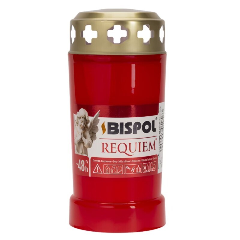 Bispol Svíčka hřbitovní olejová s víčkem Requiem 2dni/140g Red (18/bal)