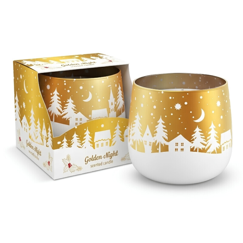 Santo 100g svíčka ve skle Christmas Golden Night (12/krt)