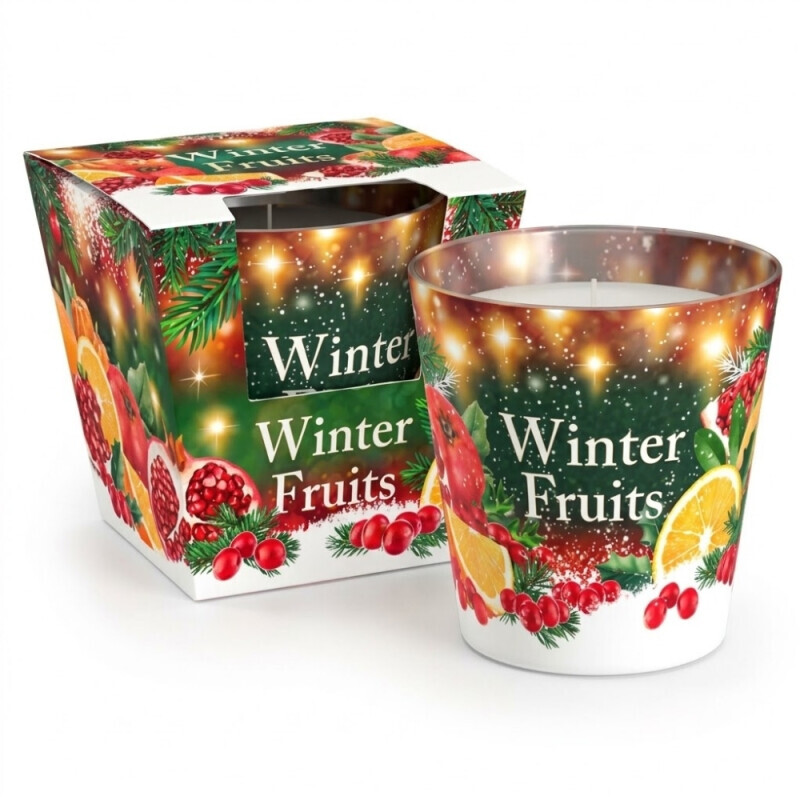 Santo 115g svíčka ve skle Christmas Winter Fruit (6/krt)