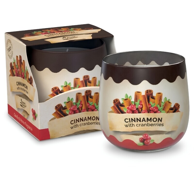 Santo 100g svíčka ve skle Cinnamon&Cranberries (12/krt)
