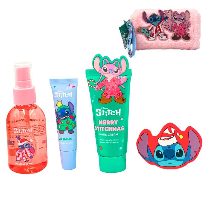 Kids Dár.sada Stitch 5pcs Cosmetic Fluffy Bag Stitchmas N (6/krt)