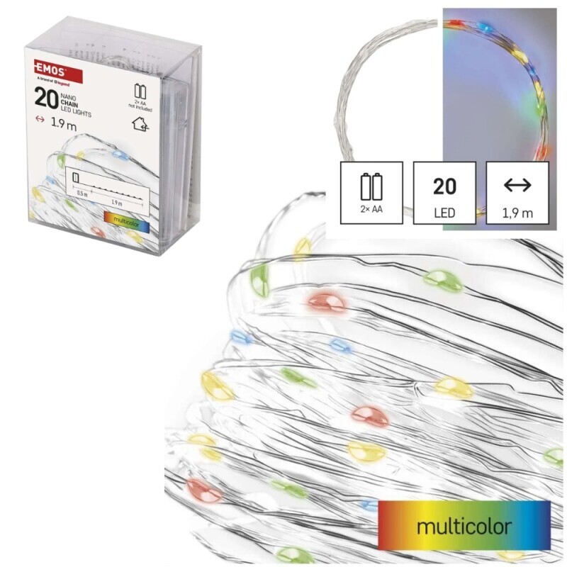 EMOS LED Nano řetěz 1.9m RGB (50/krt)