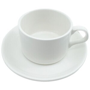Hrnek keramika s podšálkem 180ml White (6/bal 48/krt)