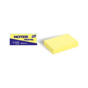 MFP Bloček samolepící 38x51mm 3x100 listů žlutý pastelový(12/krt)