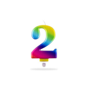 Toro Dortová svíčka číslo Duhová "2" 7,5cm (24/krt)