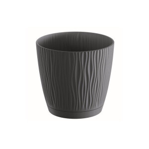 Květináč kulatý Sandy P s miskou 14,9cm antracit (5/bal 135/krt)