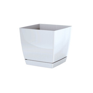 Květináč hranatý Coubi P s miskou 13,5cm bílý (10/bal 120/krt)