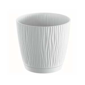 Květináč kulatý Sandy P s miskou 14,9cm bílý (5/bal 135/krt)