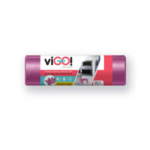 viGO! Pytel odpad. S uchy a vůní HDPE 60l/18ks Lavender (30/krt)