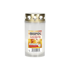 Bispol Svíčka hřbitovní olejová s víčkem Requiem 1,5dni/90g White (20/bal)