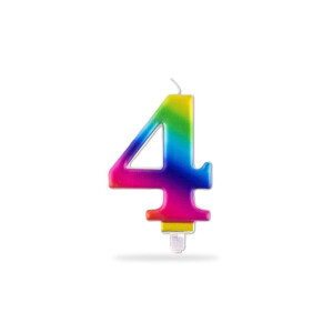 Toro Dortová svíčka číslo Duhová "4" 7,5cm (24/krt)