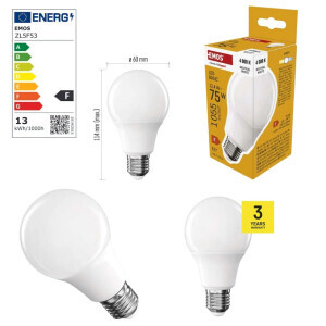Emos Žárovka Led Basic A60 12,4W 1055lm E27 NW (10/bal 30/krt)