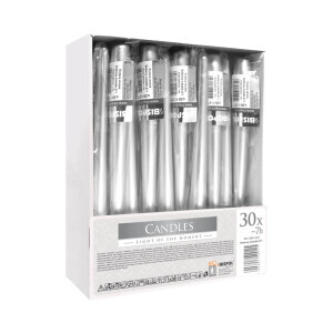 Bispol Svíčka stolní S30-1 Metalic Silver (30/krt)