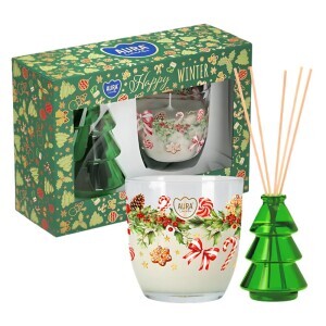 Bispol Dár.sada Happy Winter 100g Svíčka+Vonné tyčinky 75ml (4/krt)