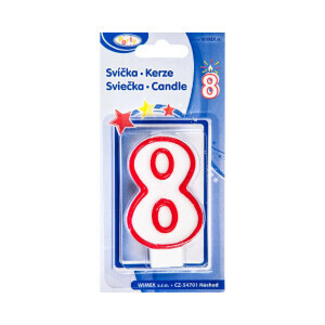 Dortová svíčka číslo 7,5cm "8" (12/bal 720/krt)