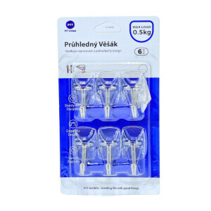 Háček samolepicí 6ks (12/bal 144/krt)