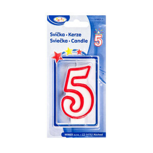 Dortová svíčka číslo 7,5cm "5" (12/bal 720/krt)