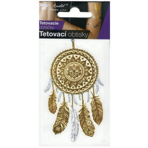 Tetovací obtisky zlaté a stříbrné 10,5x6cm-lapač snů (1/krt)