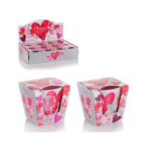 Bartek 115g Svíčka ve skle Flowers Hearts (12/krt)