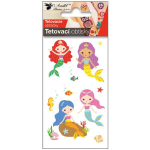 Tetovací obtisky 10,5x6cm čtyři mořské panny (250/bal 2000/krt)