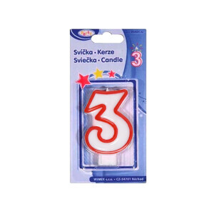 Dortová svíčka číslo 7,5cm "3" (12/bal 720/krt)