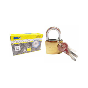 Magg Zámek visací Gold 50mm +3klíč (6/bal)