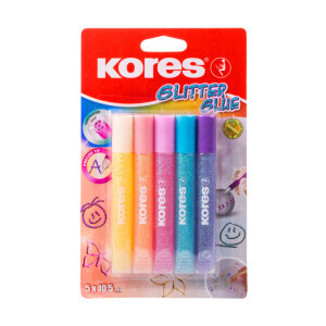 Kores Lepidlo Glitter glue 5*10,5ml Pastel (12/bal 72/krt)