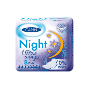 Carin vložky Ultra night wings 8ks 