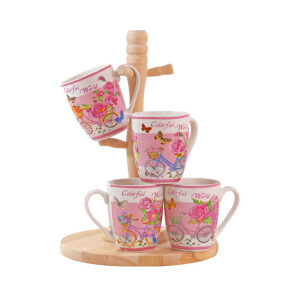Hrnek keramika 330ml Flowers with bike (12/bal 48/krt)