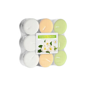 Bispol Svíčka čajová 18ks White Flowers (6/krt)