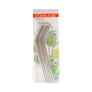Slámky nerez 21cm/6ks + štětec(60/bal 480/krt)