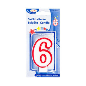 Dortová svíčka číslo 7,5cm "6" (12/bal 720/krt)