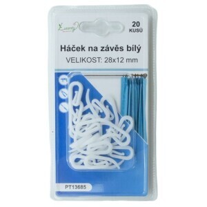 Háček na závěs bílý 20ks (24/bal 288/krt)